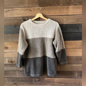 Vintage 90s St Johns Bay Cozy Color Block Brown Neutrals Pull-Over Sweater